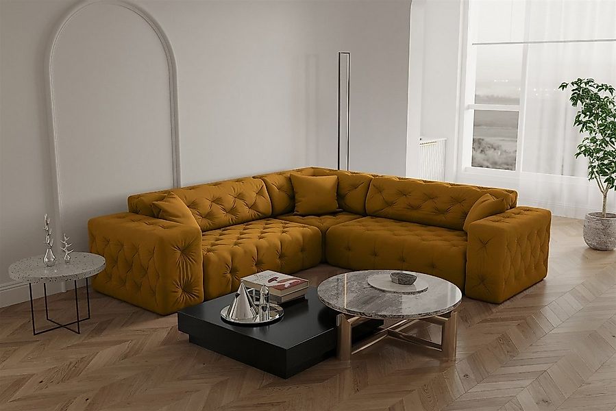 Fun Möbel Ecksofa Ecksofa Designersofa CHANTAL Seite universal in Stoff Ope günstig online kaufen