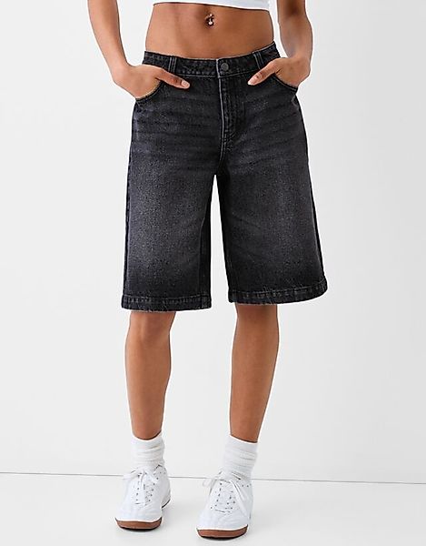 Bershka Jeans-Bermudashorts Im Baggy-Stil Damen 32 Schwarz günstig online kaufen