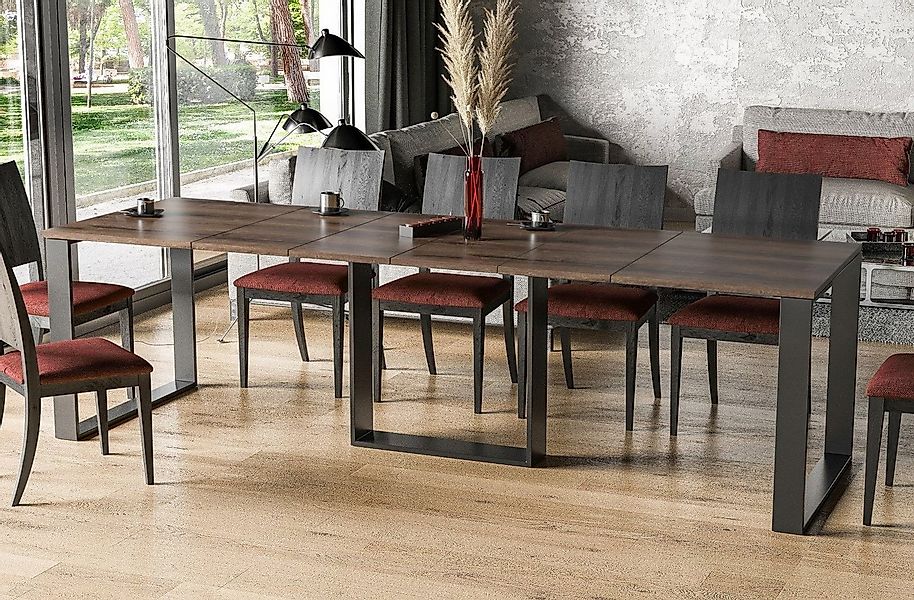 Endo-Moebel Kulissen-Esstisch "Borys 290" 130cm-290cm Kufengestell Metall K günstig online kaufen