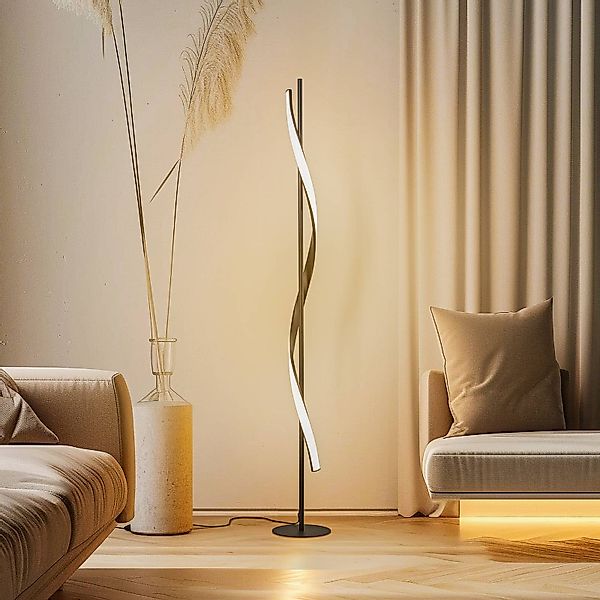 Lindby LED-Stehleuchte Munja, schwarz, Metall, dimmbar günstig online kaufen