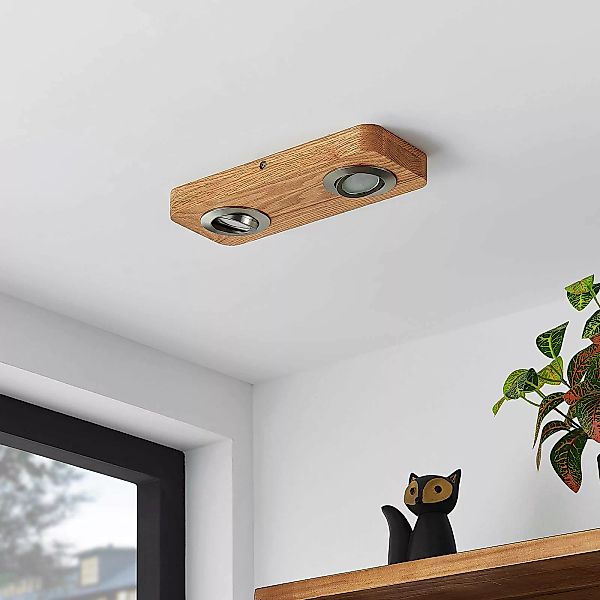 Lindby Mikari LED-Deckenleuchte aus Holz, 2-fl. günstig online kaufen