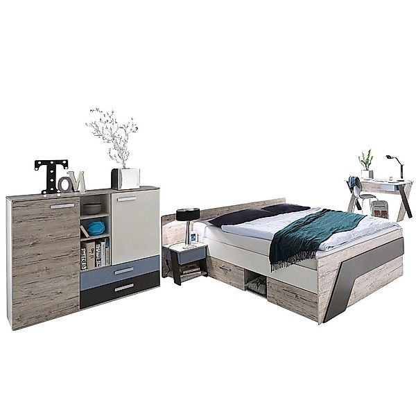 Lomadox Jugendzimmer-Set LEEDS-10, (Sparset, 4-tlg), Sandeiche günstig online kaufen