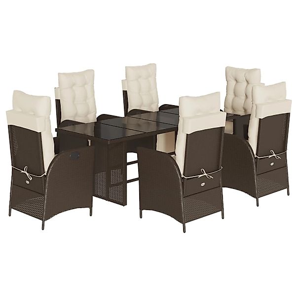 vidaXL 7-Tlg Garten-Essgruppe mit Kissen Braun Poly Rattan 3213354 günstig online kaufen