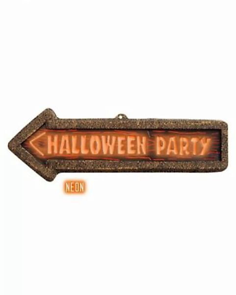 Halloween Party Hinweisschild - Orange Neonfarben 56 x 17 cm als Deko Schil günstig online kaufen