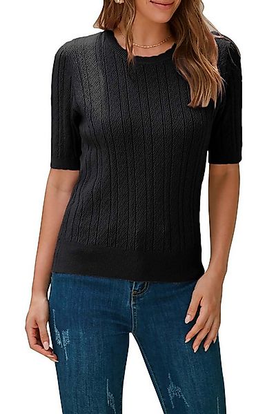 Arach&Cloz Kurzarmpullover Damen Tops Rundhalspullover T-Shirt Strickpullov günstig online kaufen