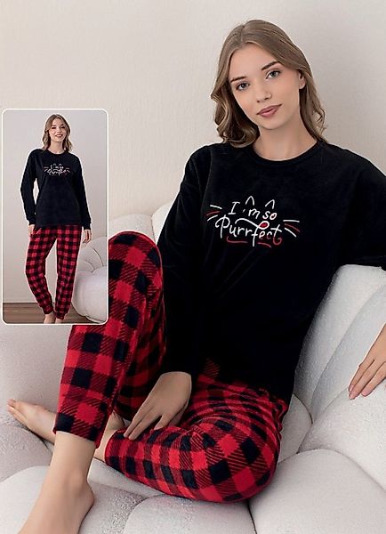 fashionshowcase Pyjama Damen Velours Schlafanzug Soft Samt 100% Baumwolle ( günstig online kaufen