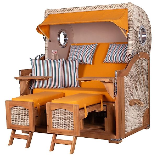 bene living Strandkorb Komplettset Ammersee Grande XL Teak Bullauge PE Shel günstig online kaufen