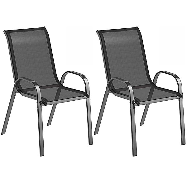 Outsunny 2er-Set Stapelbare Gartenstühle mit Armlehnen, Essstühle für den A günstig online kaufen