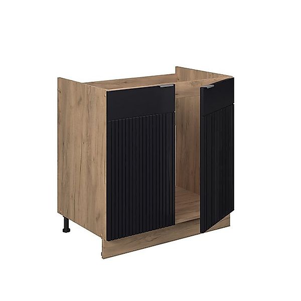 Vicco Spülenunterschrank Fame-Line Schwarz Gestreift 80 cm ohne Arbeitsplat günstig online kaufen