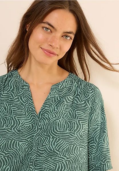 CECIL Gemusterte Split Neck Bluse günstig online kaufen