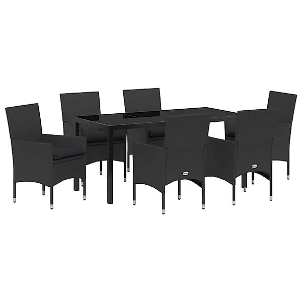 vidaXL Garten Essgruppe mit Kissen 7-Tlg Schwarz Poly Rattan 3379776 günstig online kaufen