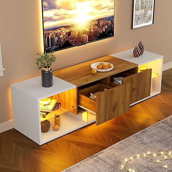 STILVORA Lowboard Wohnzimmer TV-Schrank weiß mit günstig online kaufen