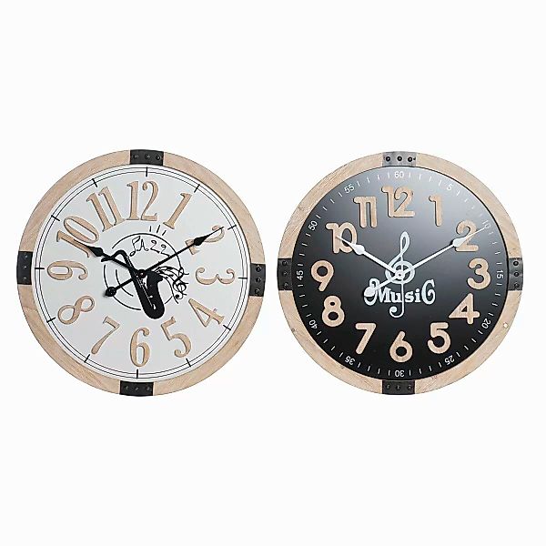 Wanduhr Dkd Home Decor Schwarz Mdf Weiß (60 X 4,5 X 60 Cm) günstig online kaufen