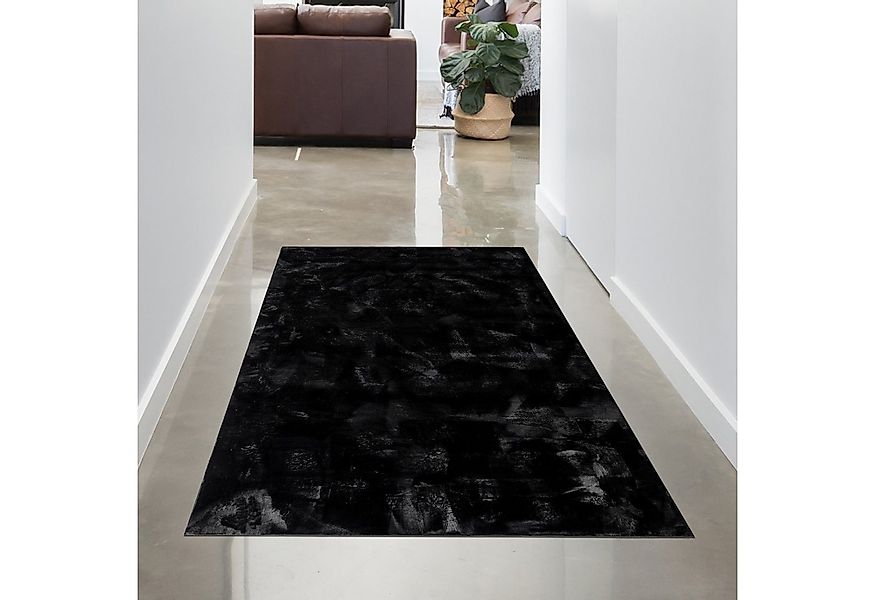 Carpetia Teppich Teppich schwarz Hasenfell-Optik elegant weich mit feinem S günstig online kaufen