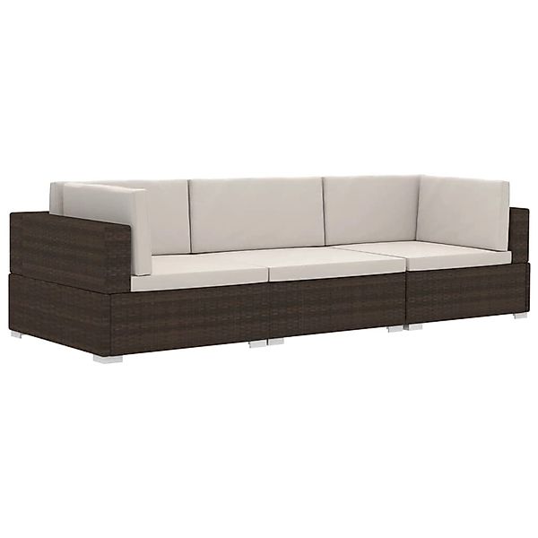 vidaXL Gartenlounge-Set 3-tlg. Garten-Sofagarnitur mit Auflagen günstig online kaufen