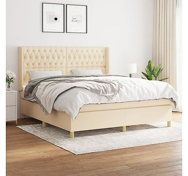 vidaXL Boxspringbett Boxspringbett mit Matratze Creme 180x200 cm Stoff Bett günstig online kaufen