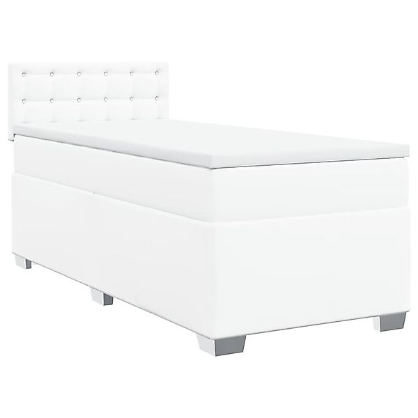 vidaXL Boxspringbett mit Matratze Weiß 100x200 cm Kunstleder 3286109 günstig online kaufen