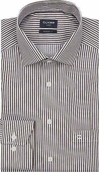 OLYMP Luxor Hemd Streifen Braun - Größe 39 günstig online kaufen