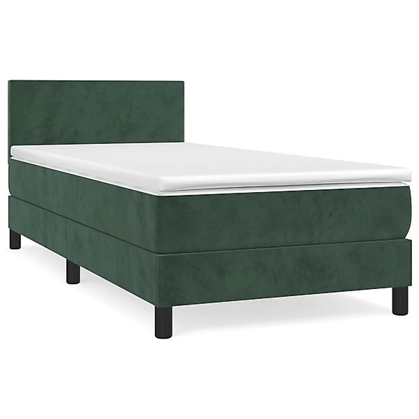 vidaXL Boxspringbett mit Matratze Dunkelgrün 90x200 cm Samt1389844 günstig online kaufen