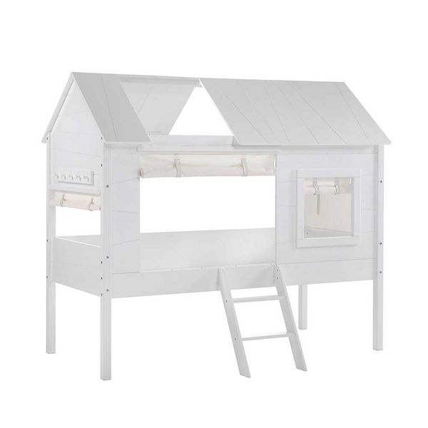 Halbhochbett in Haus Optik Weiß günstig online kaufen