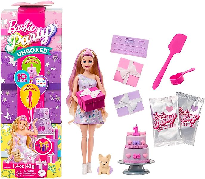 Barbie Anziehpuppe Party Unboxed Haustier-Geburtstagsserie, lila günstig online kaufen