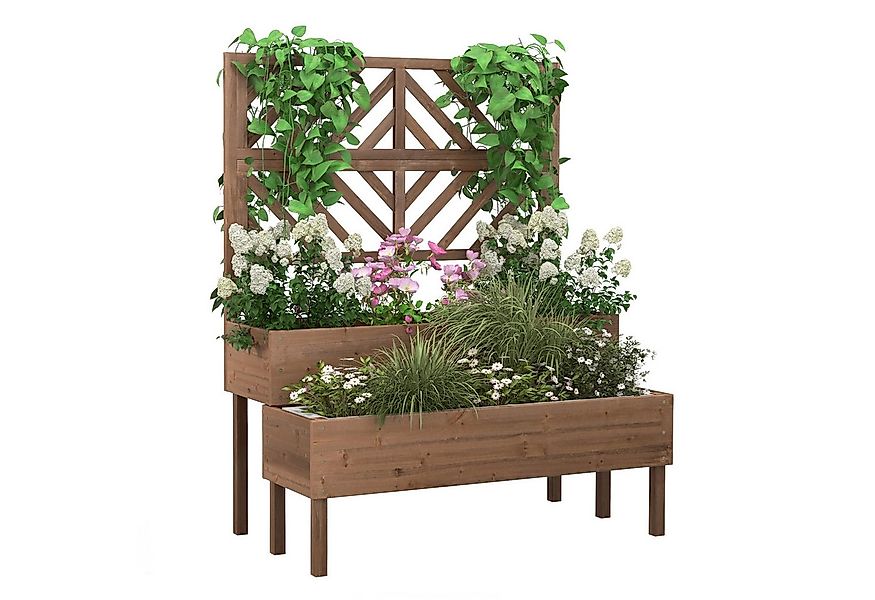 COSTWAY Hochbeet, mit Rankgitter, Spalier, Blumenkasten, aus Tannenholz, fü günstig online kaufen