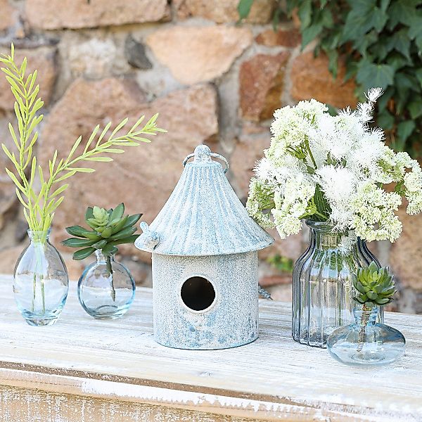 Viana Tischvase Minivasen Blau Glas Bauchig günstig online kaufen