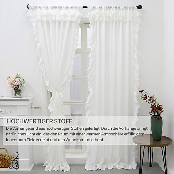 Refttenw Vorhang Weiß Vorhänge Boho Gardinen günstig online kaufen