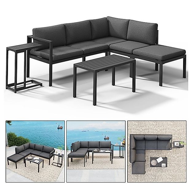 Melko Sitzgruppe Ecklounge Aluminium Beistelltisch Hocker Sitzgruppe wetter günstig online kaufen