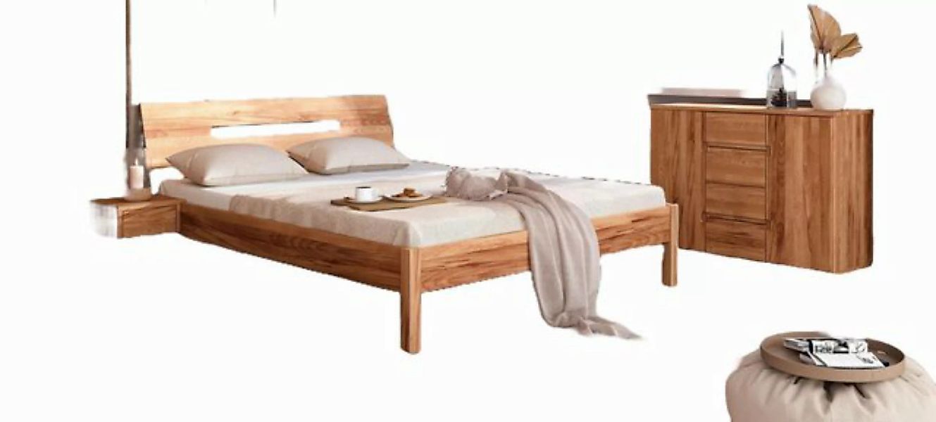 Natur24 Einzelbett Bett Bento 7 Sonderlänge 100x190 Kernbuche Holzkopfteil günstig online kaufen