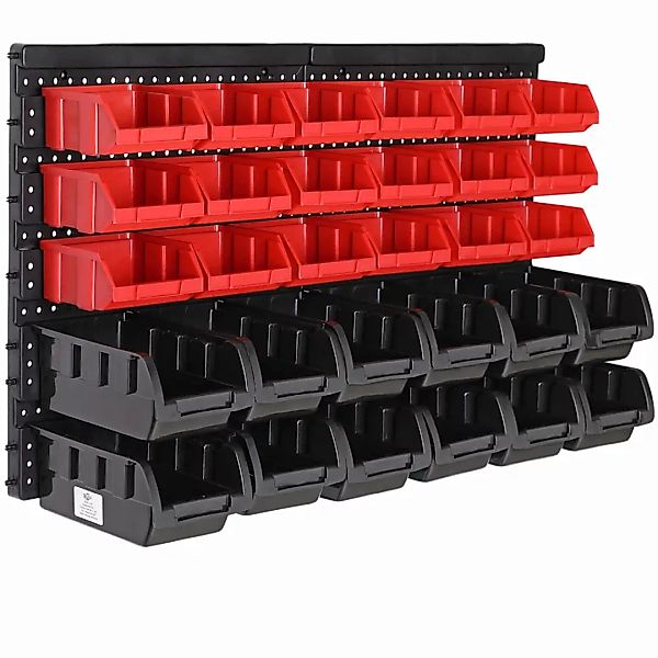Werkzeugwand Schwarz/Rot 32-tlg. mit Stapelboxen günstig online kaufen
