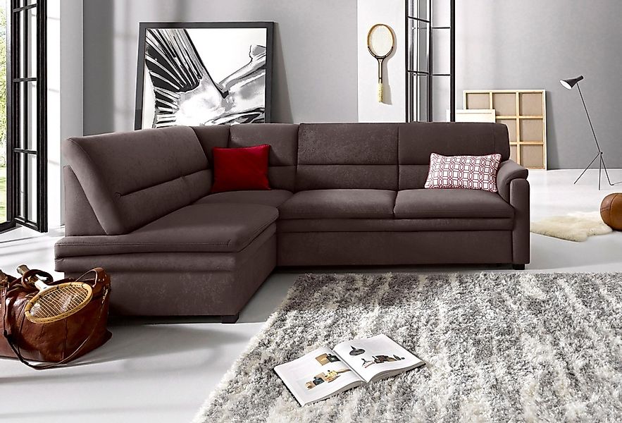 sit&more Ecksofa "Pisa L-Form", mit Federkern, wahlweise mit Bettfunktion günstig online kaufen