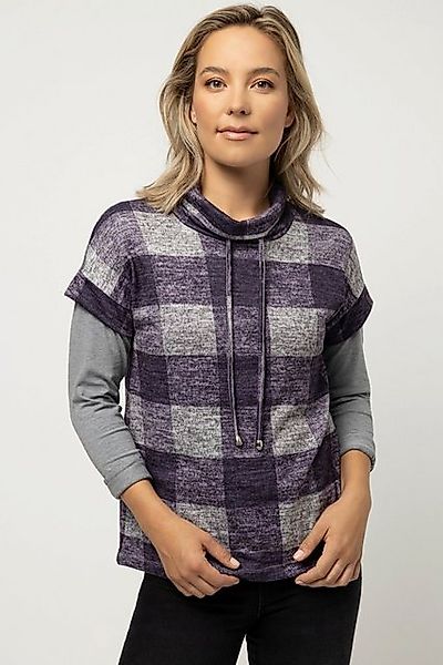 Gina Laura Sweatshirt Pullunder Karo Oversized Stehkragen Halbarm günstig online kaufen