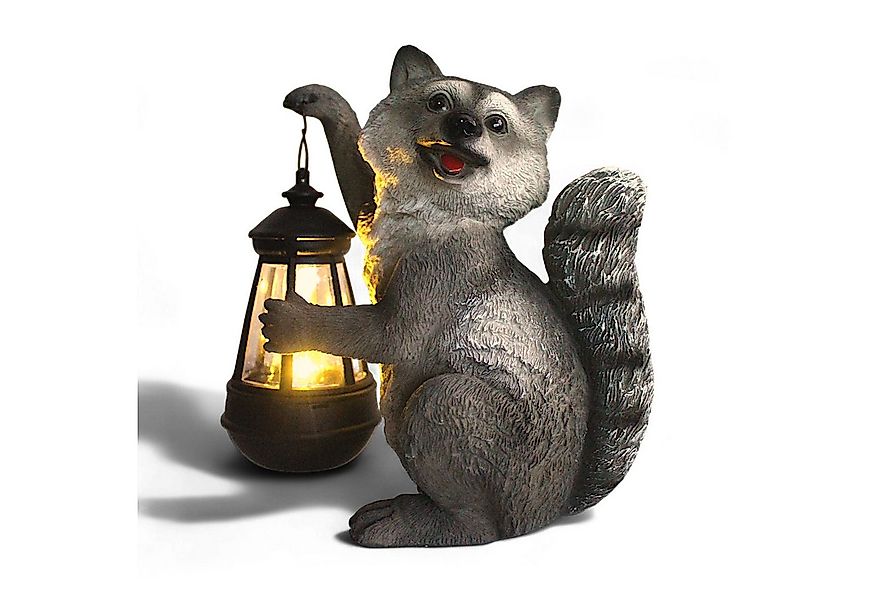 Arnusa Gartenfigur Solarleuchte Solar Gartendeko Waschbär 21 cm mit Laterne günstig online kaufen