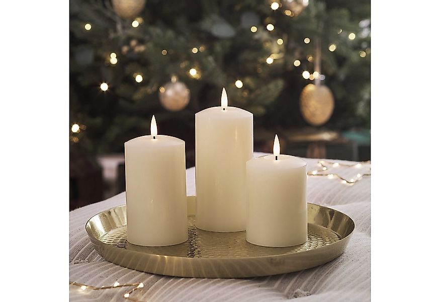 Lights4fun LED-Kerze TruGlow® LED Kerzen Echtwachs Trio günstig online kaufen
