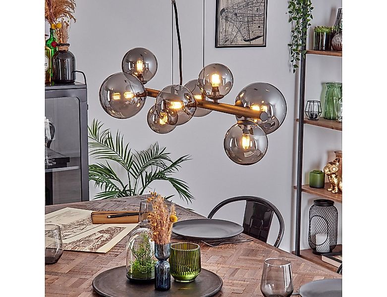 hofstein Pendelleuchte Hängelampe aus Metall/Glas in Schwarz/Rauchfarben, o günstig online kaufen