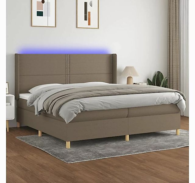 vidaXL Boxspringbett Boxspringbett mit Matratze LED Taupe 200x200 cm Stoff günstig online kaufen