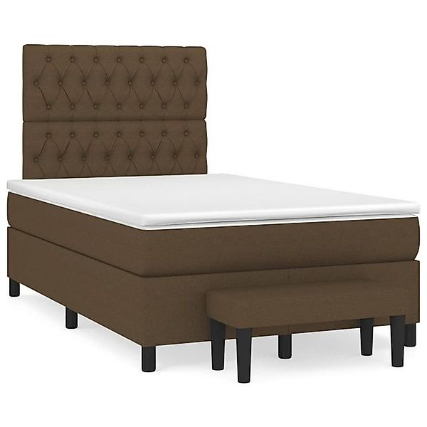 vidaXL Boxspringbett Boxspringbett mit Matratze Dunkelbraun 120x200 cm Stof günstig online kaufen