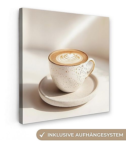 OneMillionCanvasses® Leinwandbild Cappuccino - Schaumstoff - Schale - Beige günstig online kaufen