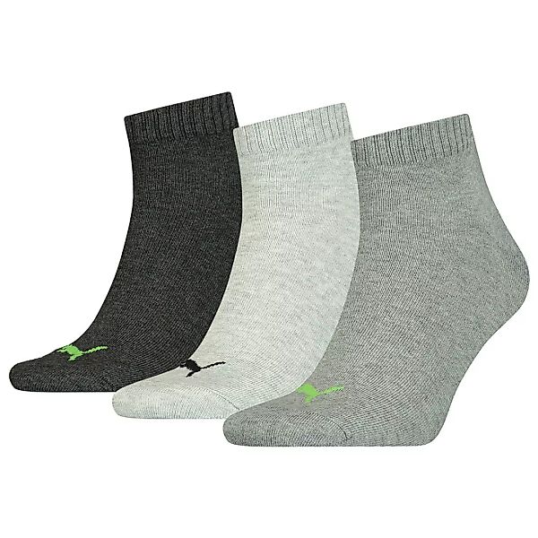 Puma Quarter Plain Socken 3 Paare EU 43-46 Green Flash / Black / Grey Melan günstig online kaufen