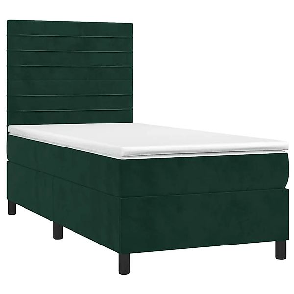 vidaXL Boxspringbett mit Matratze Dunkelgrün 100x200 cm Samt 3143070 günstig online kaufen