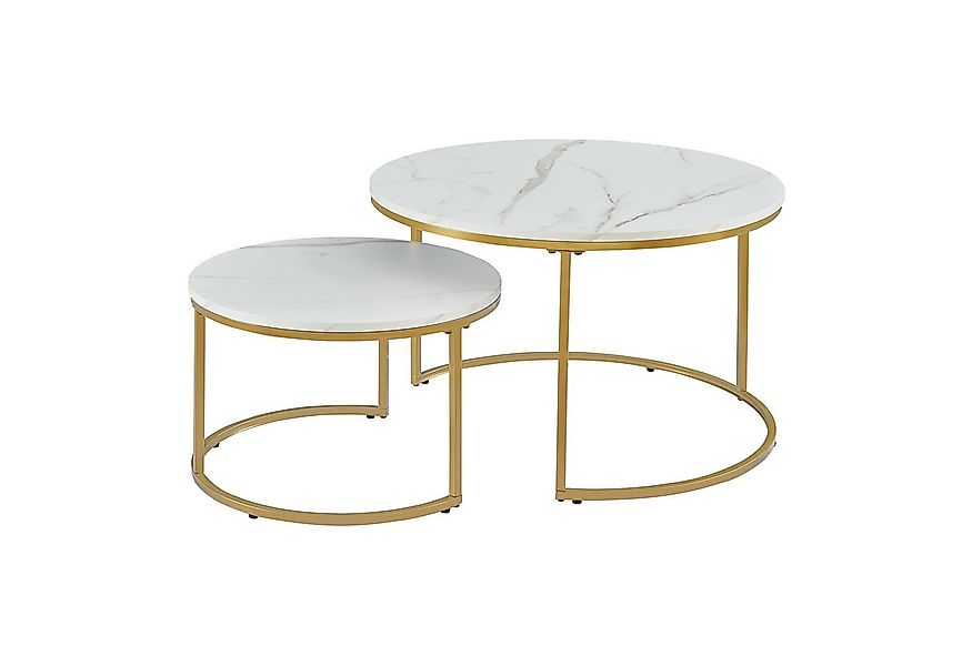 en.casa Couchtisch (Set, 2-St), »Christchurch« rund Metallgestell Marmoropt günstig online kaufen