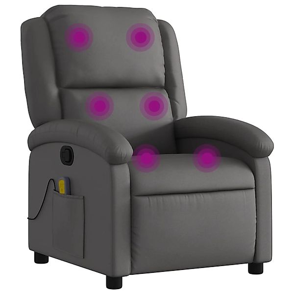 vidaXL Sessel Massagesessel Grau Echtleder (1-St) günstig online kaufen