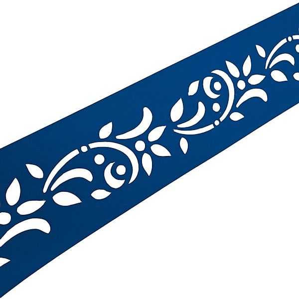 zaunzu Sichtschutz PREMIUM Dekor Floral1 Sichtschutz Enzianblau 2,55m günstig online kaufen