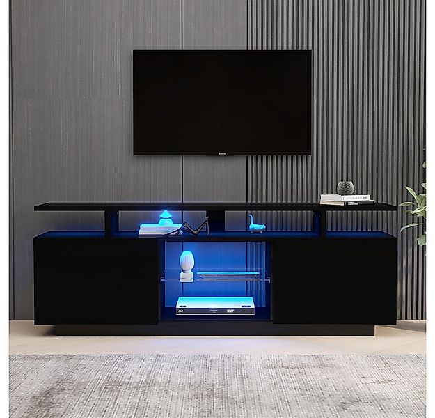 XDeer TV-Schrank Moderner schwarzer TV-Schrank mit 16 farbigen LED-Leuchten günstig online kaufen