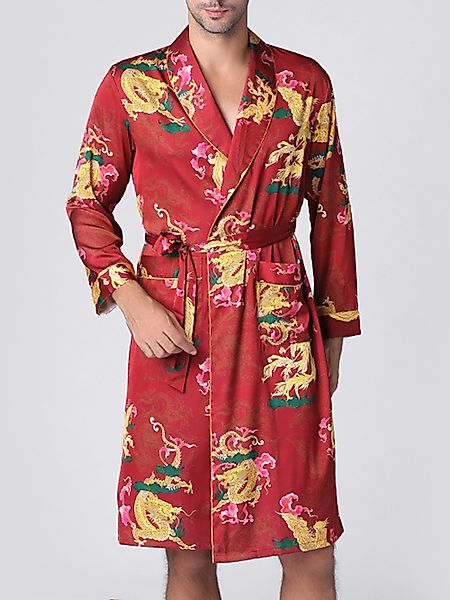 Men Dragon Printing Lose Pyjama-Roben günstig online kaufen