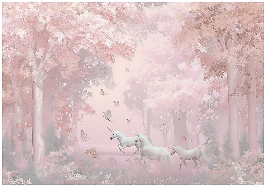 Wallarena Fototapete Kinderzimmer Mädchen Einhörner Rosa Kinder Vlies Tapet günstig online kaufen