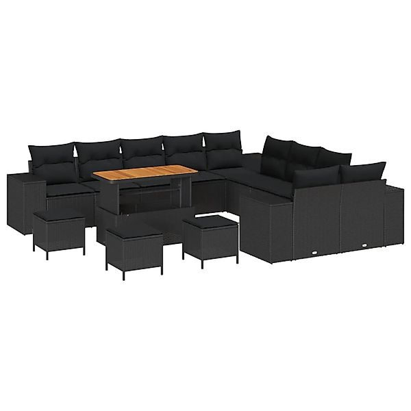 vidaXL Gartensofa-set mit Kissen 14-Tlg Schwarz Poly-Rattan 3364019 günstig online kaufen