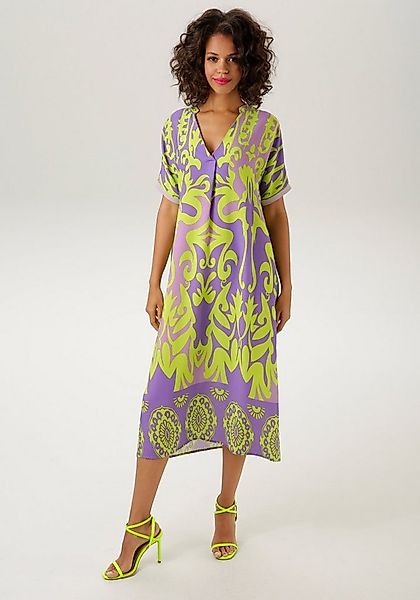Aniston CASUAL Blusenkleid mit graphischem Druck und Bordüre am Saum günstig online kaufen