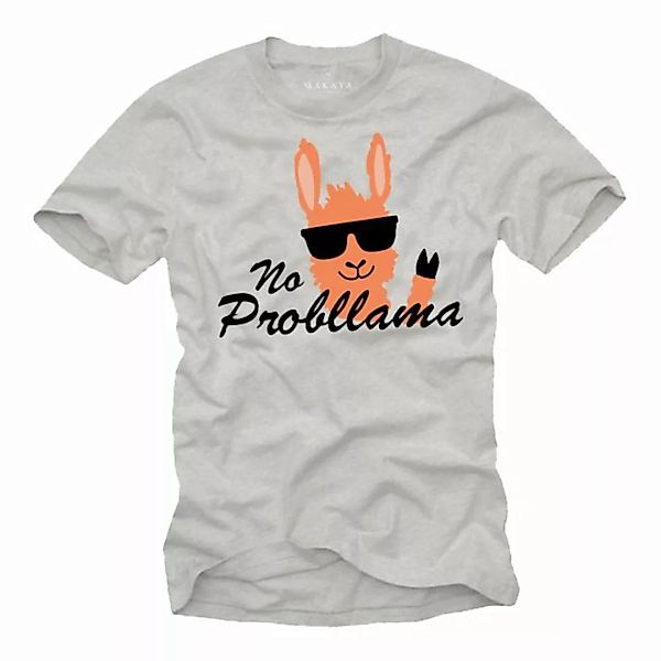MAKAYA T-Shirt mit Lama Aufdruck Herren Lustige Sprüche Motiv No Problama m günstig online kaufen